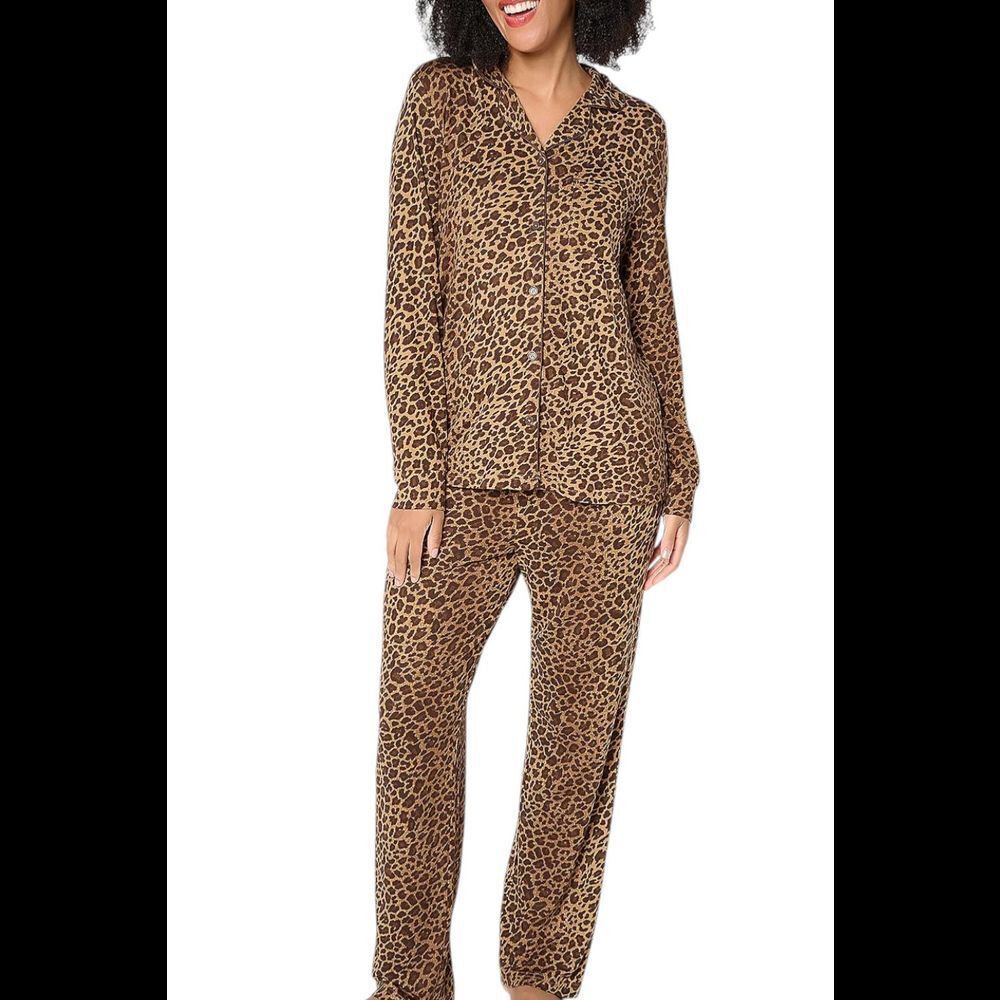By Jill Martin Women's Long Sleeve Notch Collar PJ Leopard - Regular